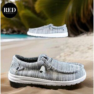 Hey Dude Wally Strecth Granite Slip On Fabric Shoes - Men's Size 9
